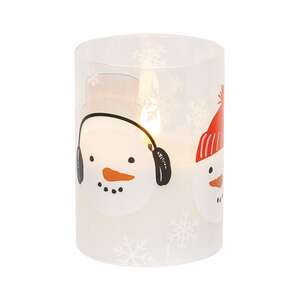 Scattered Snowman & Snowflake Glass Timer Pillar - 4"