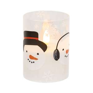 Scattered Snowman & Snowflake Glass Timer Pillar - 4"