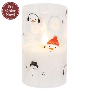 Scattered Snowman & Snowflake Glass Timer Pillar - 5"