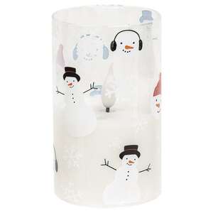 Scattered Snowman & Snowflake Glass Timer Pillar - 5"