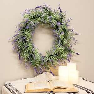 Golden Trumpet & Lavender Wreath - 20 In