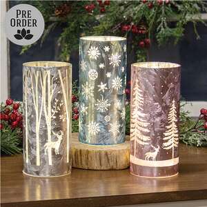 Winter Scene Luminary w/LED Lights - 3 Asstd
