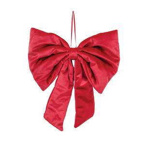 Red Plush Christmas Bow - 13.5"H