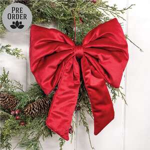 Red Plush Christmas Bow - 13.5"H