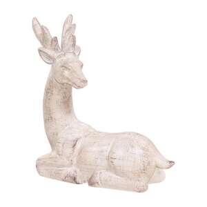 White Distressed Resin Side-Look Reindeer - 4.5"