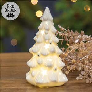 LED White Ceramic Christmas Tree - 6"H