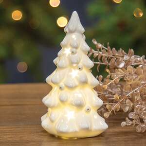 LED White Ceramic Christmas Tree - 6"H