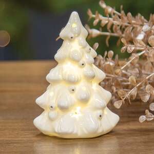LED White Ceramic Christmas Tree - 4.5"H