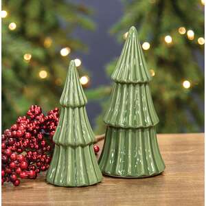 Green Ceramic Christmas Tree Sitter - 8.25"H