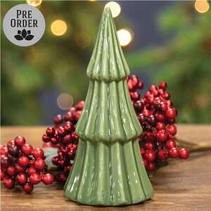 Green Ceramic Christmas Tree Sitter - 6.75"H