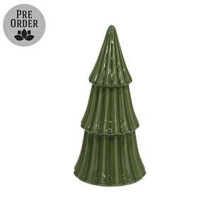 Green Ceramic Christmas Tree Sitter - 8.25"H