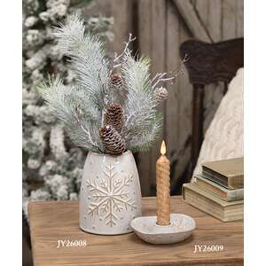 Ceramic Embossed Snowflake Vase