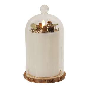 Winter Dreams LED Timer Pillar in Glass Cloche
