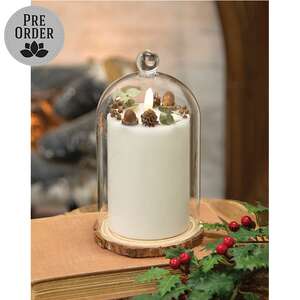 Winter Dreams LED Timer Pillar in Glass Cloche