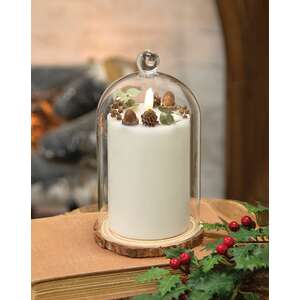 Winter Dreams LED Timer Pillar in Glass Cloche