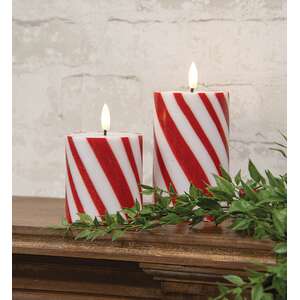 Candy Cane LED Timer Pillar - 4.5"H