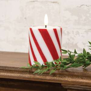 Candy Cane LED Timer Pillar - 4.5"H