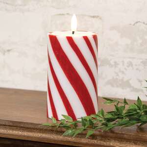 Candy Cane LED Timer Pillar - 6"H