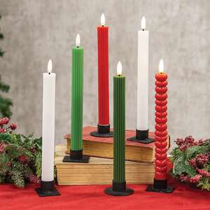 Christmas LED Timer Tapers - 6 Asstd