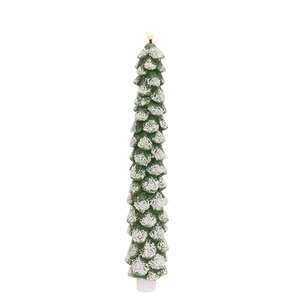 Green Flocked Christmas Tree LED Timer Taper - 11.5"H