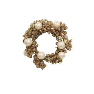 Pearl & Champagne Sparkle Candle Ring - 1.5"