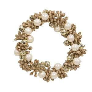 Pearl & Champagne Sparkle Candle Ring - 3"