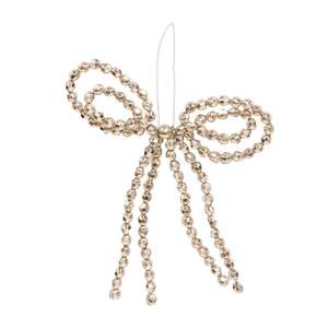 Champagne Beaded Bow Ornament