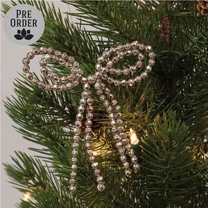 Champagne Beaded Bow Ornament