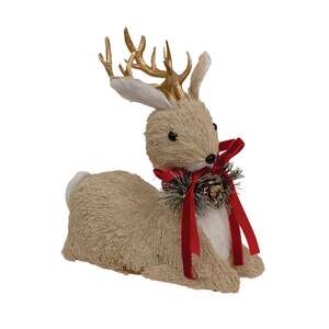 Sisal Laying Reindeer - 8"L