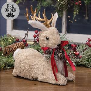 Sisal Laying Reindeer - 8"L