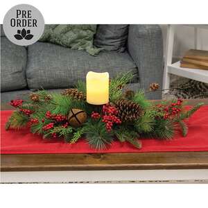 Jingle Berry Mixed Pine Centerpiece Pillar Holder