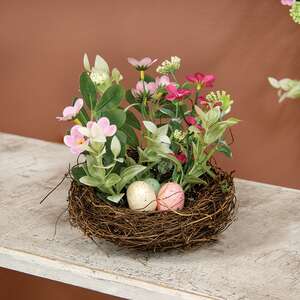 New Growth Blooms & Eggs Nest - 6 In