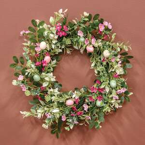 New Growth Blooms & Eggs Wreath - 18 In