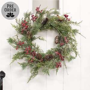 Icy Memories Mixed Pine & Berries Wreath - 24"