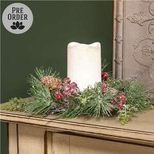 Icy Memories Mixed Pine & Berries Candle Ring - 3.5"