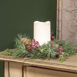 Icy Memories Mixed Pine & Berries Candle Ring - 3.5"