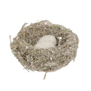 Sugar Frosted Bird Nest With Eggs - 3.5"