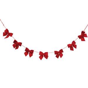 Red Velvet Bow Garland - 4 Ft.