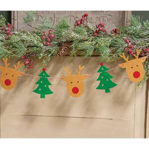 Reindeer & Christmas Tree Felted Garland