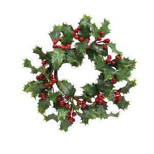 Nostalgic Holly & Berries Candle Ring - 3.5"