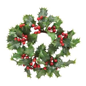 Nostalgic Holly & Berries Candle Ring - 2.5"