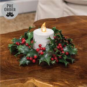 Nostalgic Holly & Berries Candle Ring - 2.5"