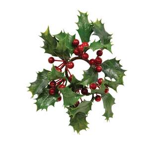 Nostalgic Holly & Berries Candle Ring - 1.5"