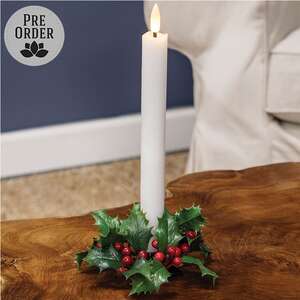 Nostalgic Holly & Berries Candle Ring - 1.5"