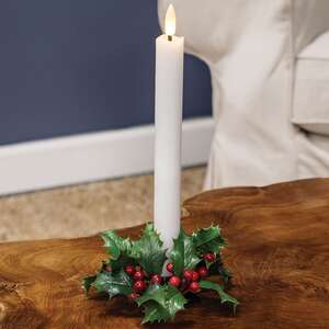Nostalgic Holly & Berries Candle Ring - 1.5"