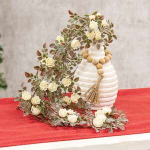 Frosted Fantasy Cream Rose Hanging Vine - 26.5"