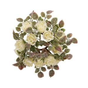 Frosted Fantasy Cream Rose Candle Ring - 1.5"