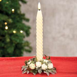 Frosted Fantasy Cream Rose Candle Ring - 1.5"