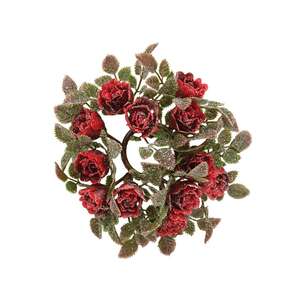 Frosted Fantasy Red Rose Candle Ring - 1.5"