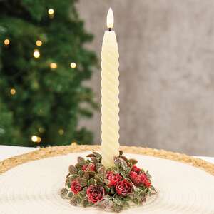 Frosted Fantasy Red Rose Candle Ring - 1.5"